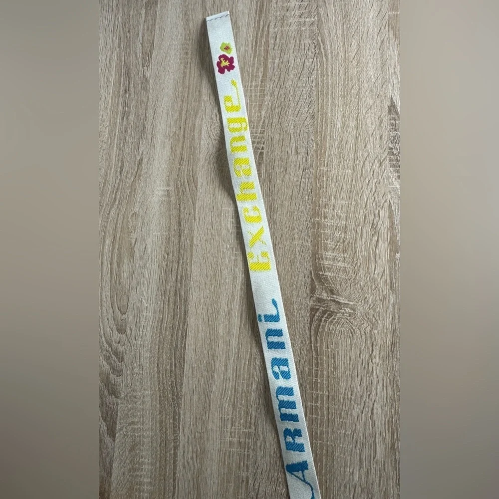 Armani Exchange Women M White Canvas Multicolor Belt
